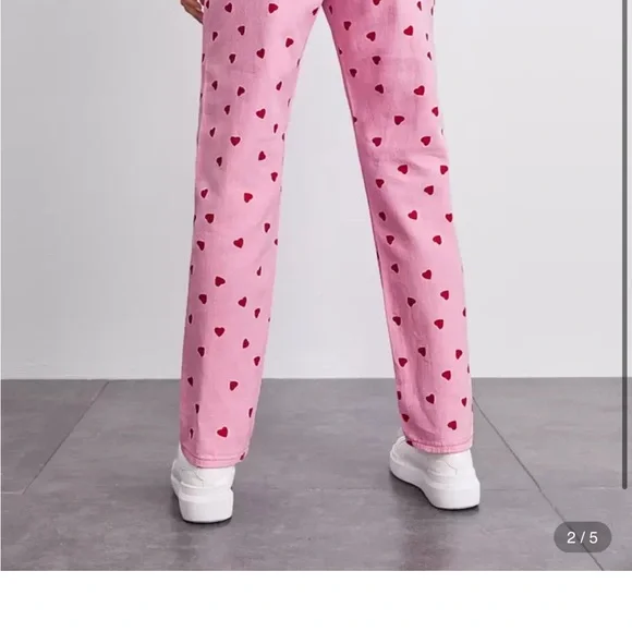 SHEIN Pink Heart High Rise Jeans - Picture 3 of 13